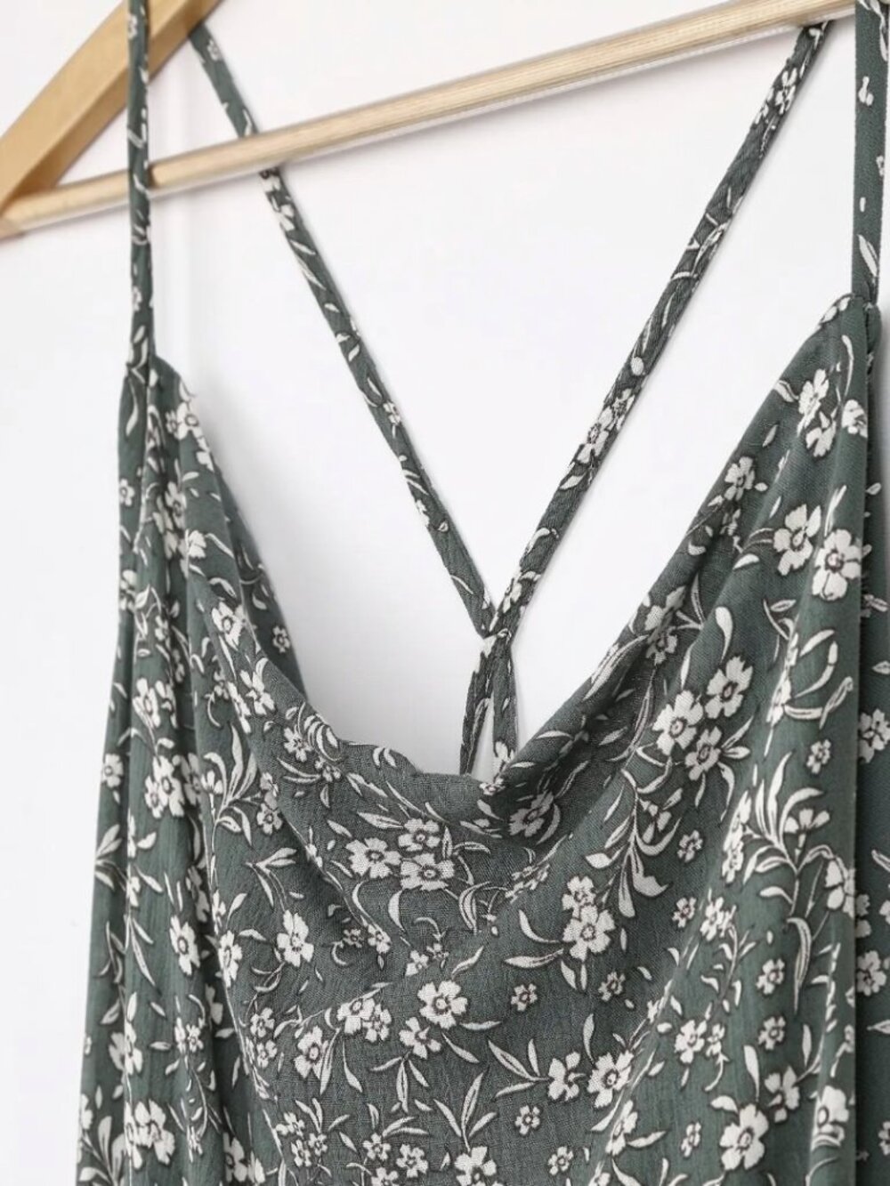 NWT Lulus Would Be Love Olive Green Floral Print Maxi Slip Dress (size S) - Picture 7 of 11
